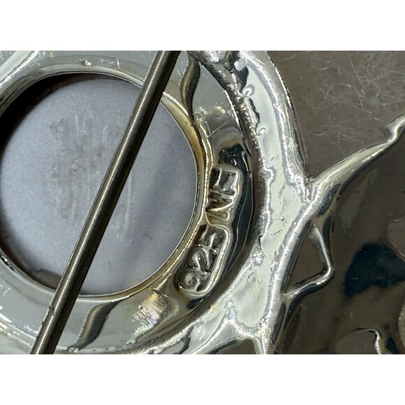 Sterling Silver Sparkling Amethyst & Marcasite Brooch Pin Cross Or Four-Lobed - Picture 3 of 11